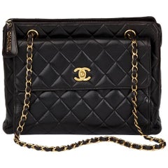 1997 Chanel Black Quilted Lambskin Vintage Timeless Shoulder Bag