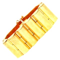 Art Deco Gold Plated Modernist Channeled Cuff Bracelet Vintage