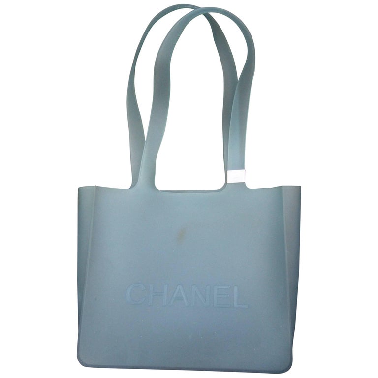 Chanel Pale Blue Rubber Tote Style Handbag at 1stDibs | chanel rubber