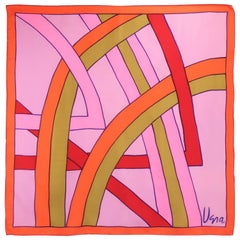 Pop Mod 1960's Vera Pink & Orange Silk Scarf