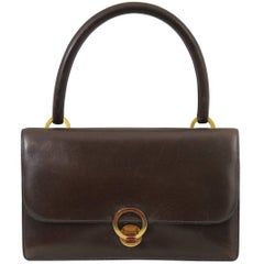 Hermes Vintage Brown Box Leather Ring Bag