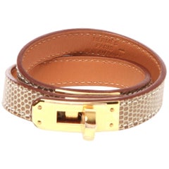 HERMES Niloticus Lizard Kelly Double Tour Bracelet S Ficelle