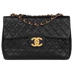 1994 Chanel Black Quilted Lambskin Vintage Maxi Jumbo XL Flap Bag