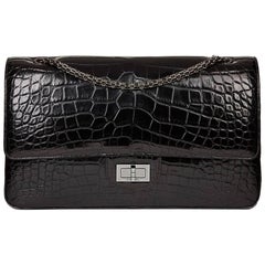 2011 Chanel Black Alligator Leather 2.55 Reissue 227 Double Flap Bag