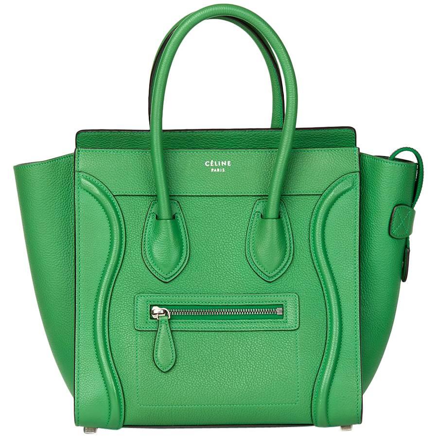 2015 Celine Mint Grained Calfskin Leather Micro Luggage Tote 