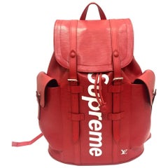 Louis Vuitton Red Leather Backpack for Supreme, 2017