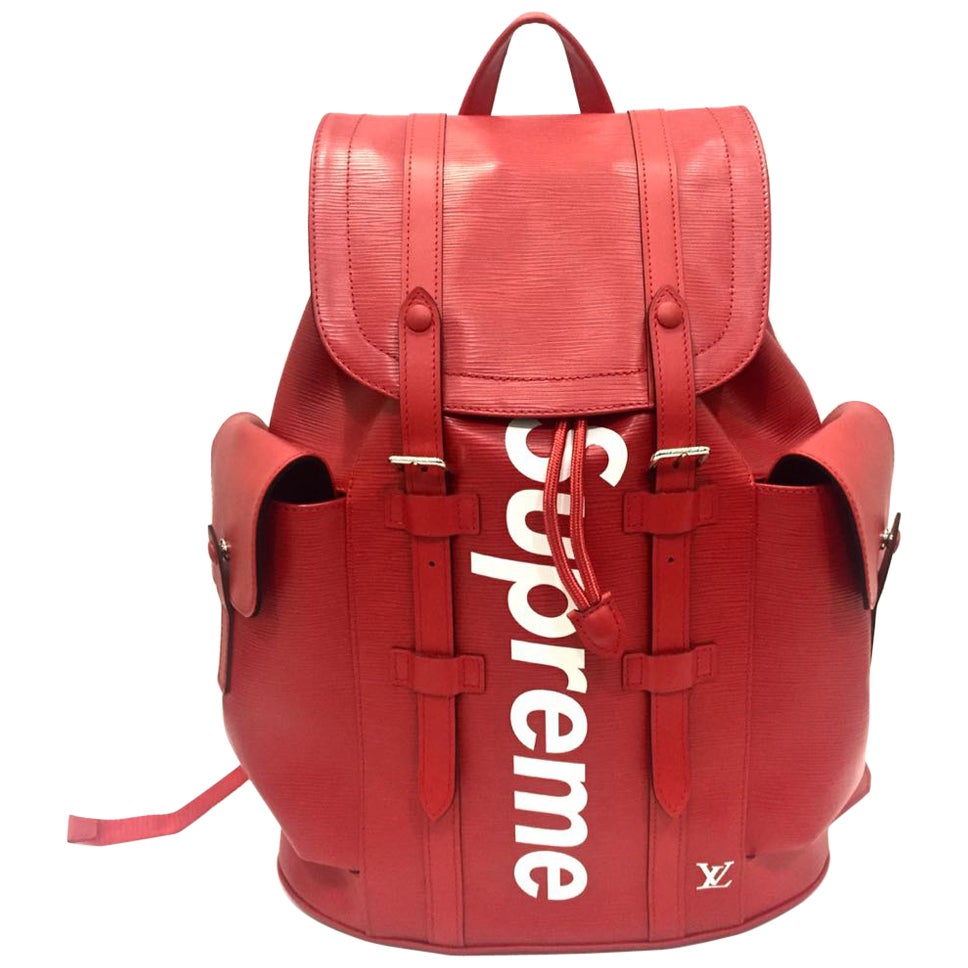 supreme red leather backpack