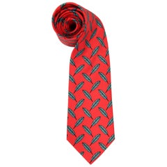 Used Hermès Multicolor Printed Silk Tie, 1990s