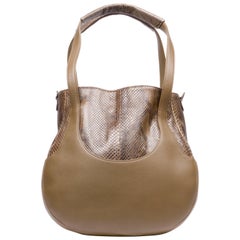 Ejiah Shopper Bronze Calfskin Tabac Python Leather Handbag