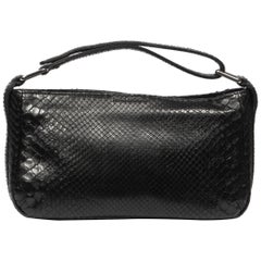 Lynn Baguette Noir Python Leather Handbag