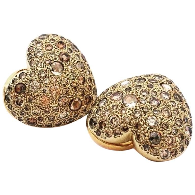 Pomellato Sabbia Gold and 4.22 Carat Brown Diamonds Earrings 