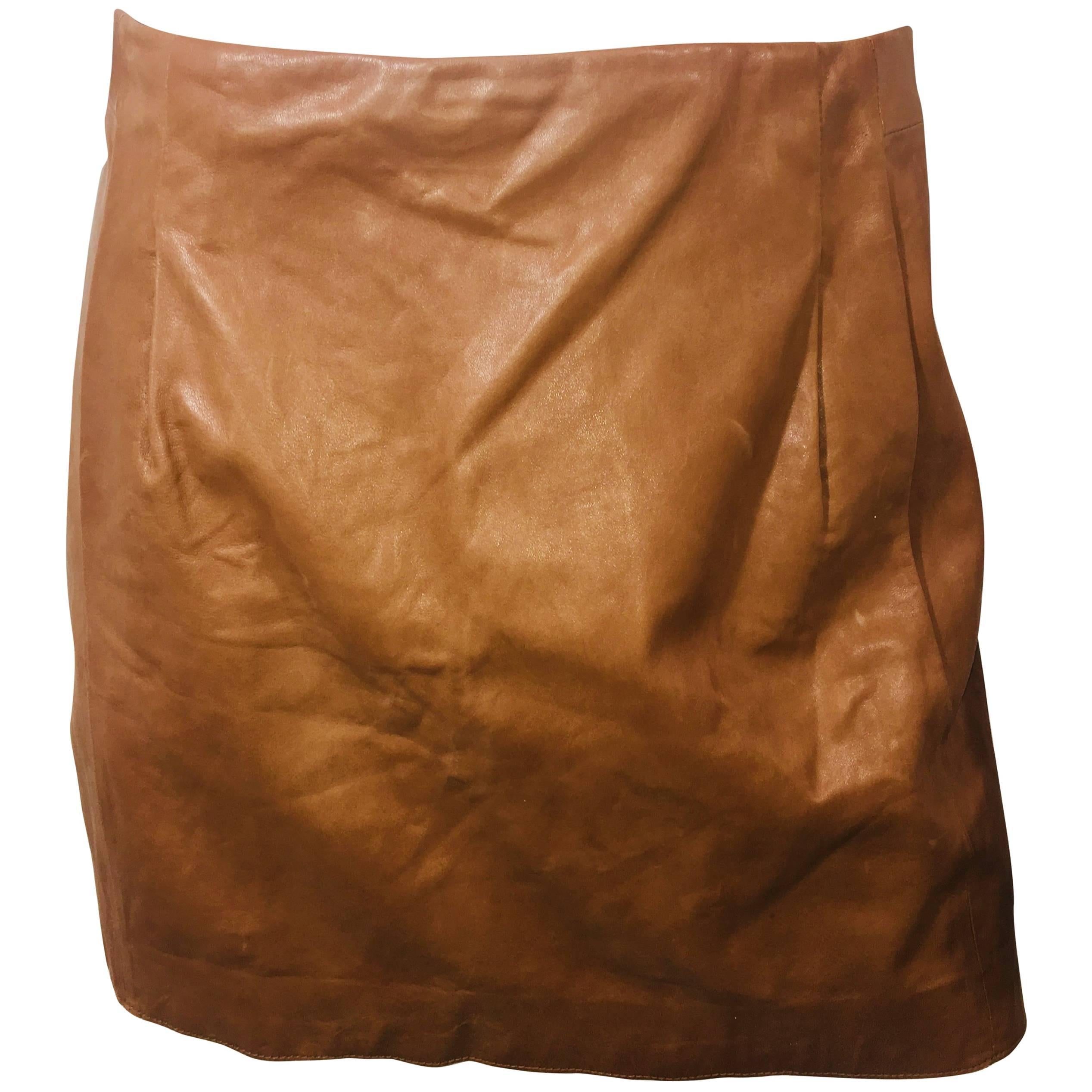 Vince Camel Leather Skirt
