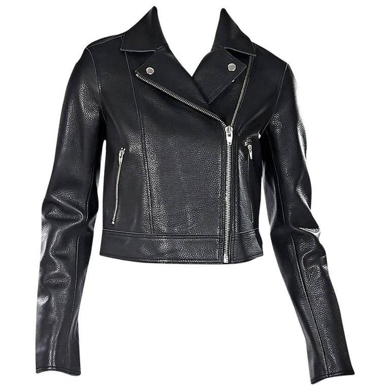 Black T By Alexander Wang Cropped Leather Jacket For Sale at 1stDibs ...