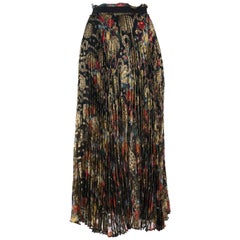 Roberto Cavalli Women Multi Print Pleated Silk Blend Skirt
