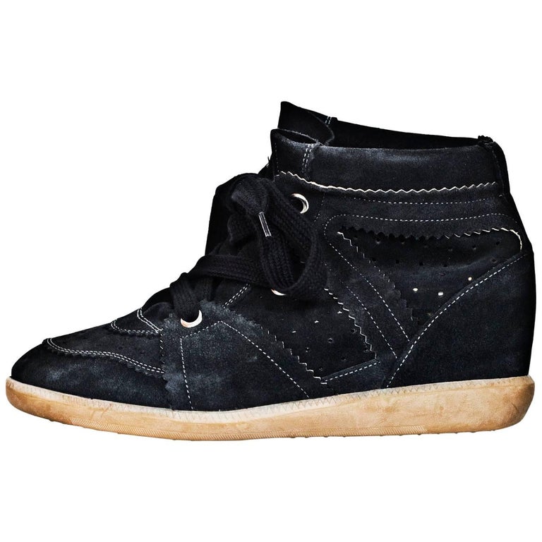 Isabel Marant Black Bobby Suede Wedge Sneakers Sz 41 with Box For Sale at  1stDibs