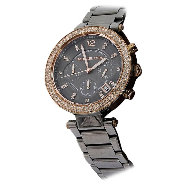 Gunmetal & Rose Gold Michael Kors Stainless Steel Watch