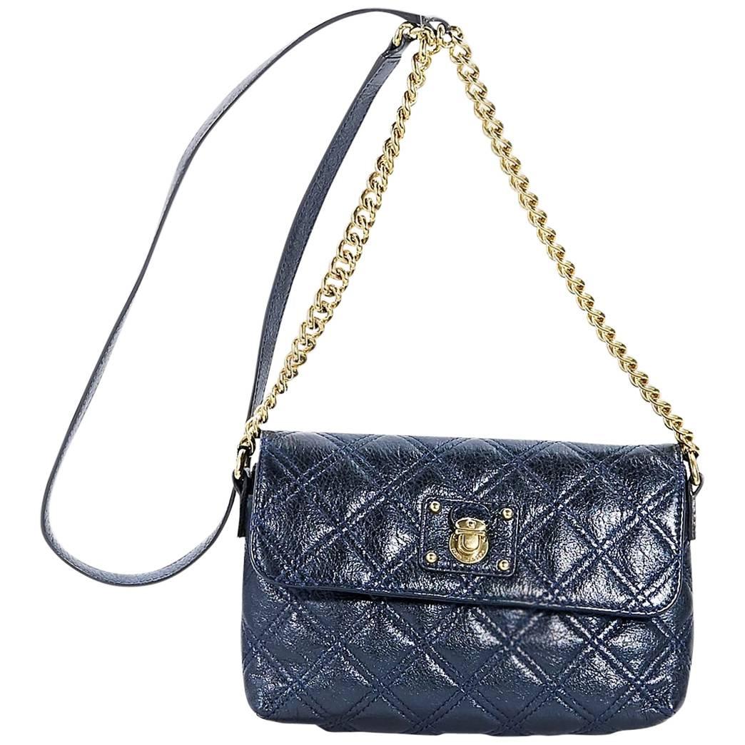 Metallic Blue Marc Jacobs Quilted Crossbody Bag