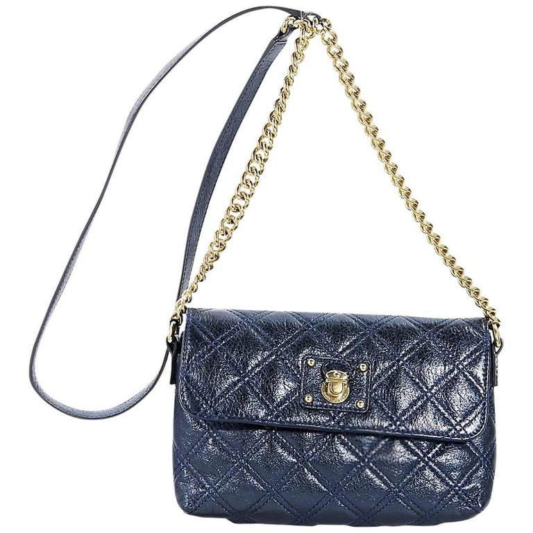 Metallic Blue Marc Jacobs Quilted Crossbody Bag For Sale at 1stDibs