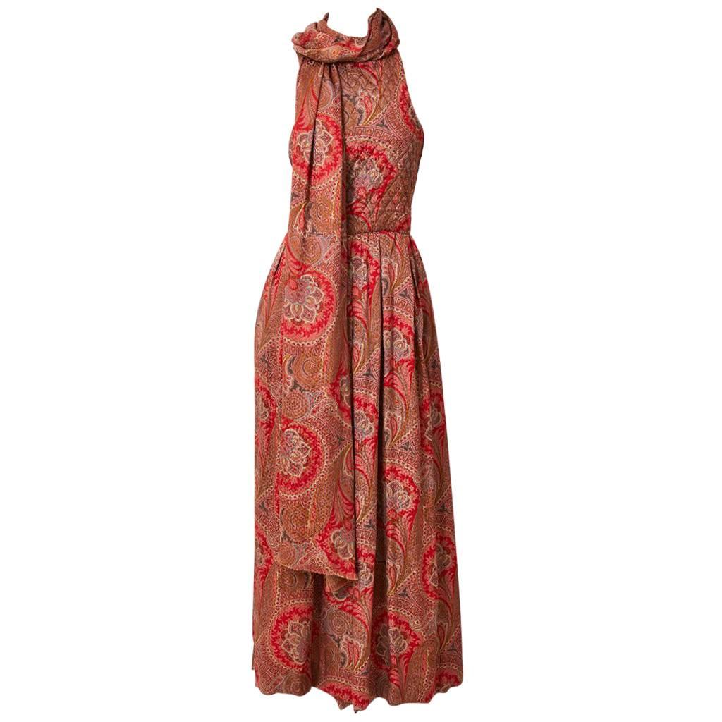 Carolyne Roehm Paisley Pattern Jumpsuit with Shawl