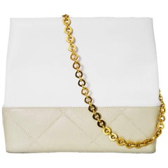 Salvatore Ferragamo White & Beige Leather Crossbody Bag