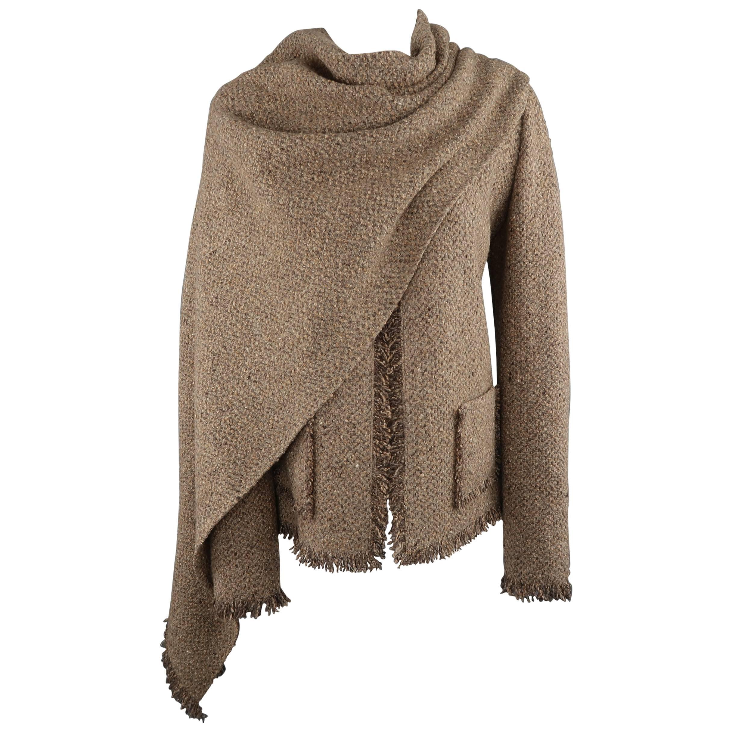 Ralph Lauren Taupe Wool / Cashmere Fringe Jacket and Scarf 