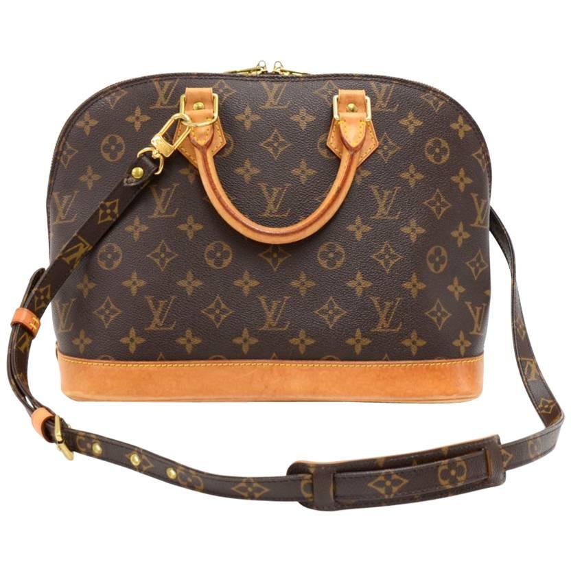 Louis Vuitton Alma Monogram Canvas Hand Bag + Strap