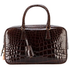 Sac Vintage Prada en cuir crocodile marron:: années 2000