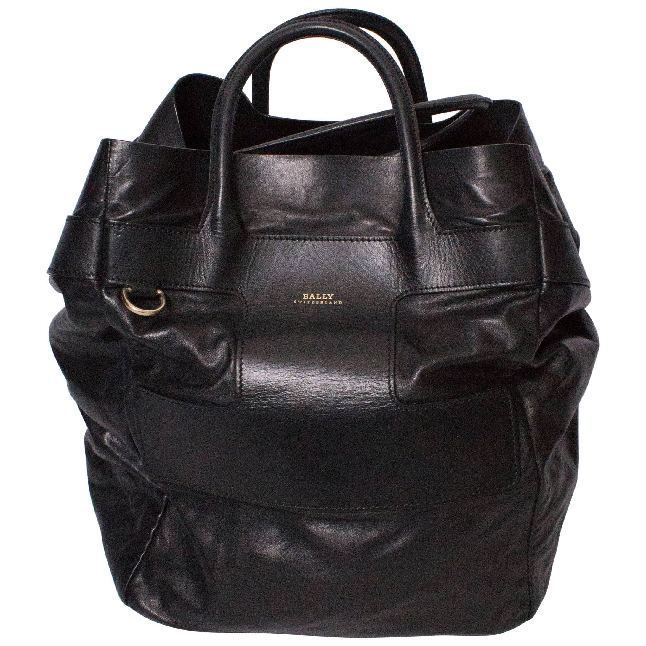 Bally Black Leather Bucket Bag