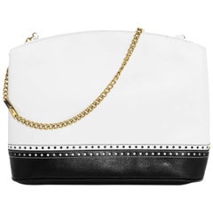 Salvatore Ferragamo White & Navy Leather Crossbody Bag w/ Dust Bag
