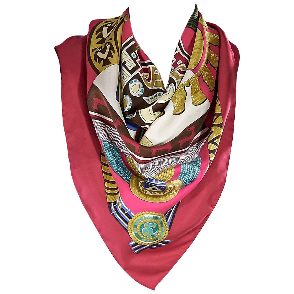 Multicolor Hermes Huaca Piru Silk Scarf
