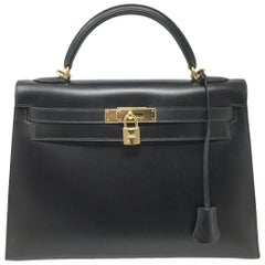 Hermes Black Box sellier Leather Sac Kelly 32 Bag, 2008