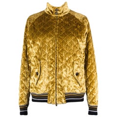 Maison Margiela Womens Velvet Gold Quilted Bomber Jacket