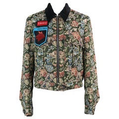 Miu Miu Womens Multi Cotton Blend Floral Jacquard Bomber Jacket