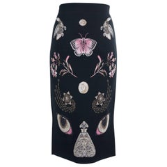 Alexander McQueen Women's Black Wool Blend Butterfly Long Skirt