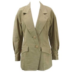 Retro Issey Miyake Khaki Linen Blazer Jacket