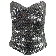 Oleg Cassini silver sequin bustier 1980s