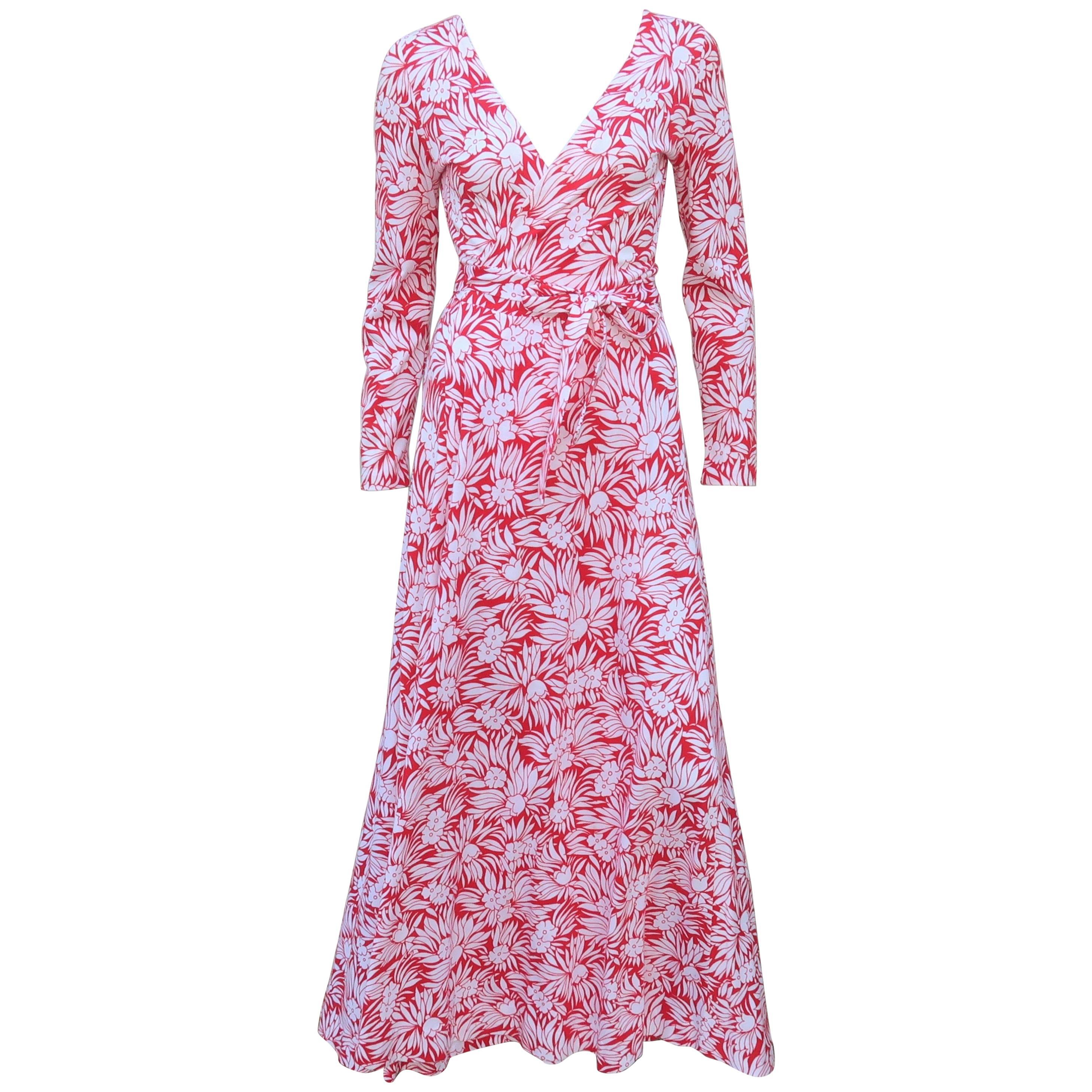 1970’s Diane Von Furstenberg Tropical Floral Maxi Wrap Dress