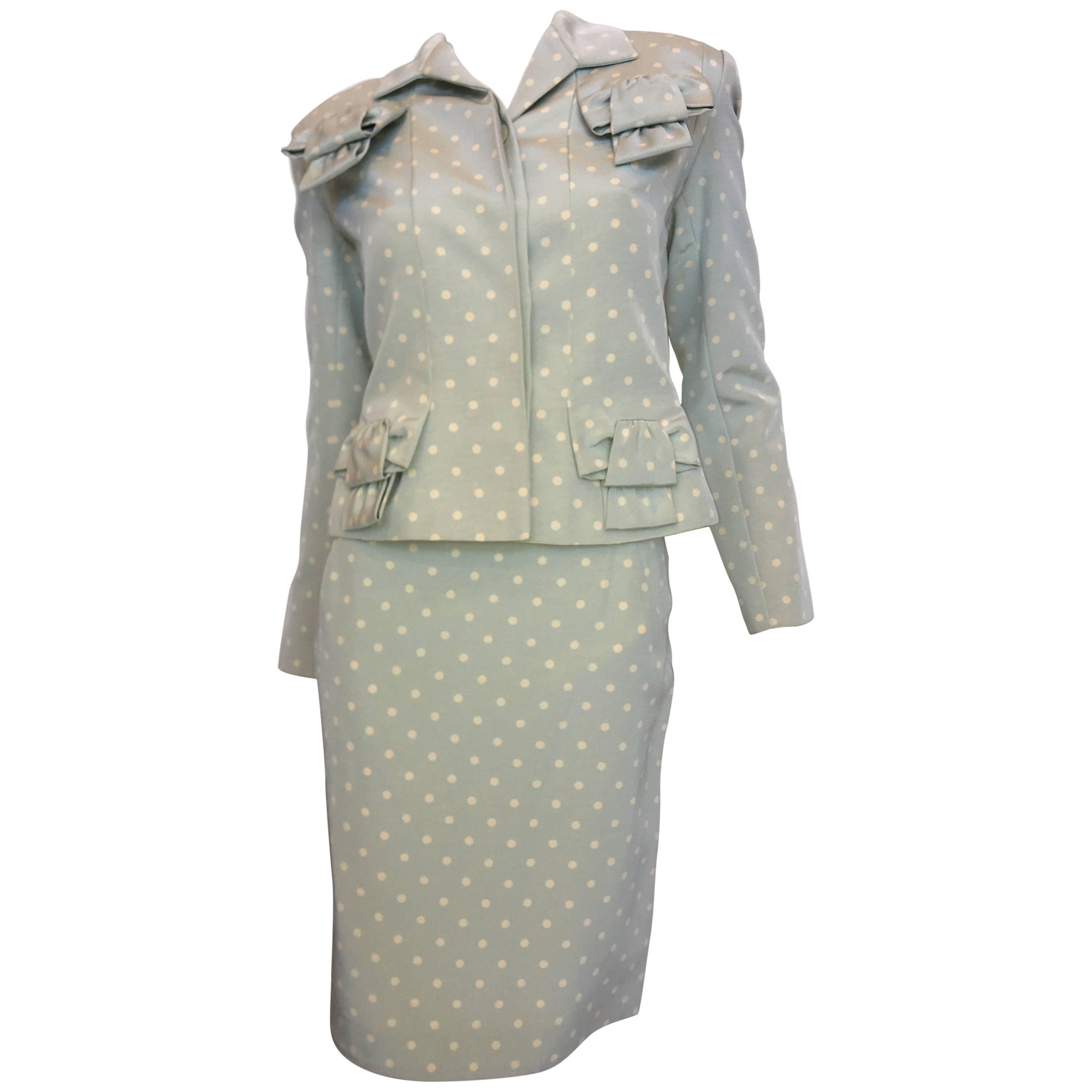 Givenchy 1990's Polka Dot Skirt Suit For Sale
