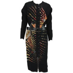 Neu Etro Laufsteg Kleid mit Ausschnitt an der Taille und Ledergürtel mit doppeltem Verschluss It 42  US-Größe 6