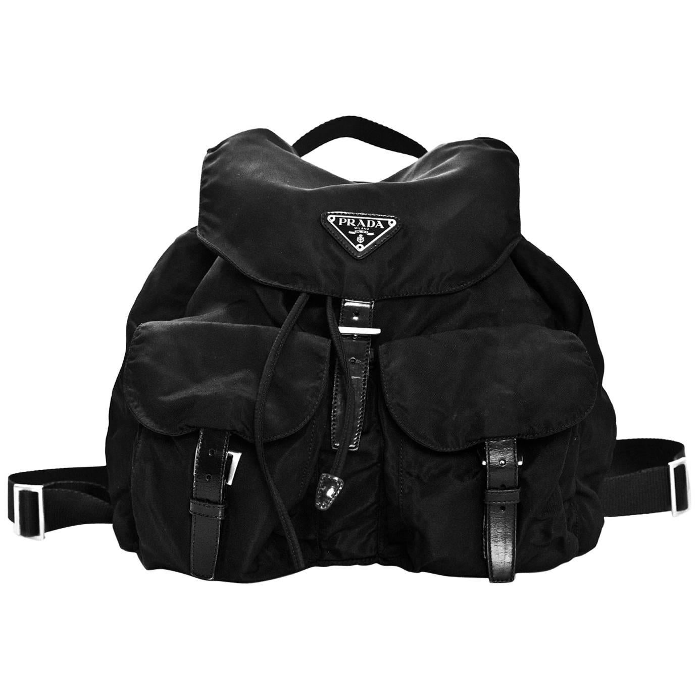 Prada Black Tessuto Nylon Backpack Bag