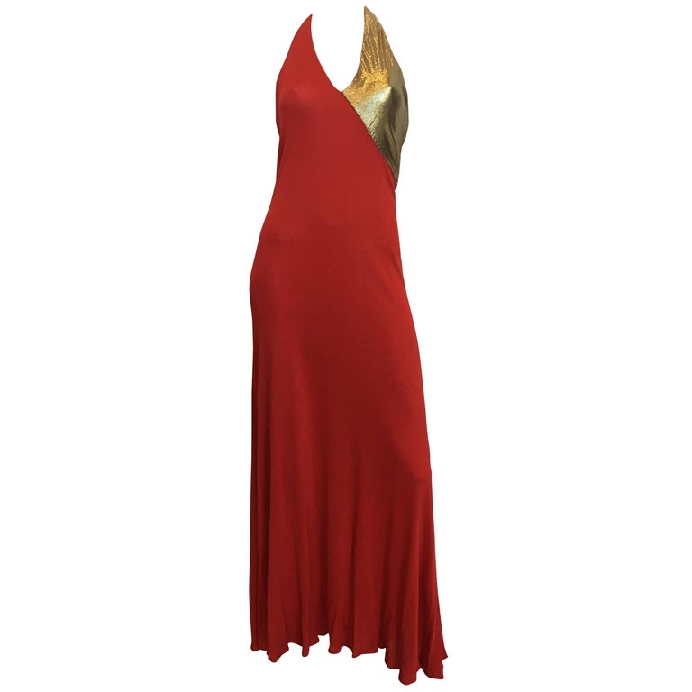 Giorgio Sant'Angelo 1970's Red Jersey Halter Dress For Sale at 1stDibs