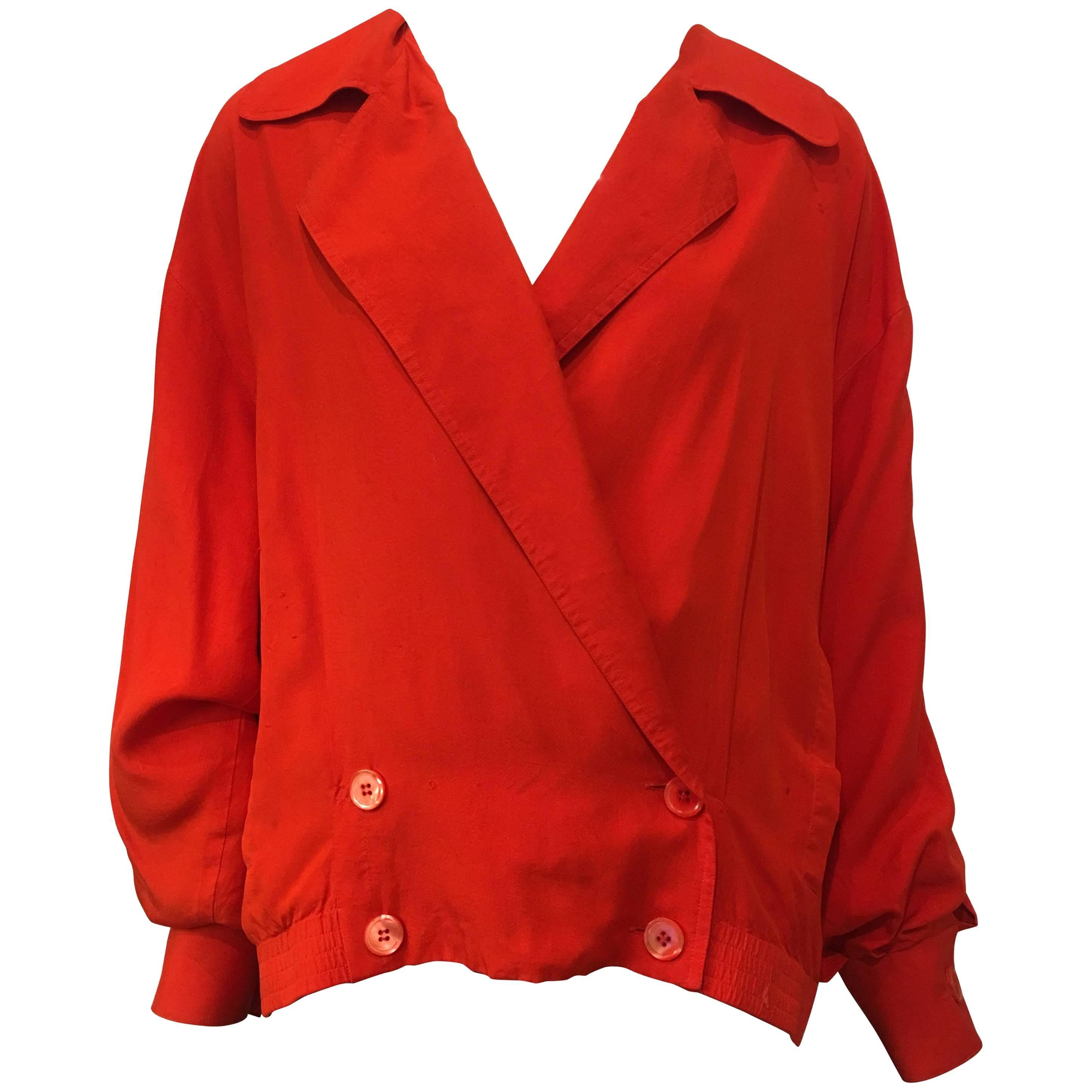 Kansai Yamamoto Red Silk Jacket, 1980s 