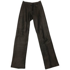 Gucci Contemporary Heavy Duty Brown Leather Zip Flares