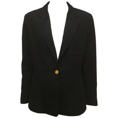 Vintage Givenchy Black Wool Single Button Blazer, 1990s 