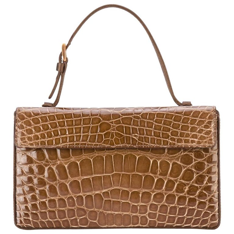 Prada Brown Crocodile Leather Vintage Bag 2000s For At 1stdibs Prada Brown Crocodile Leather Vintage Bag 2000s For