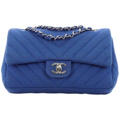 Chanel Classic Single Flap Bag Chevron Jersey Mini