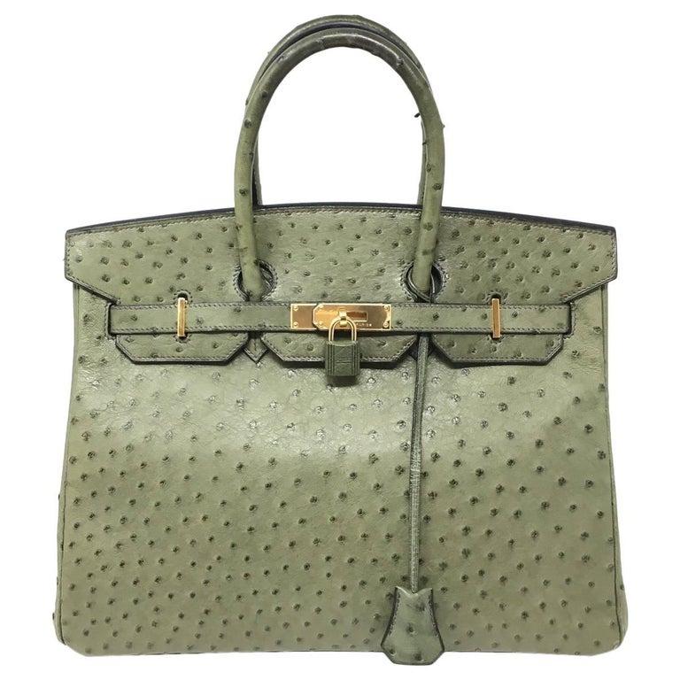 Hermes Birkin 35 Ostrich Green Leather Bag, 2000 at 1stDibs hermes