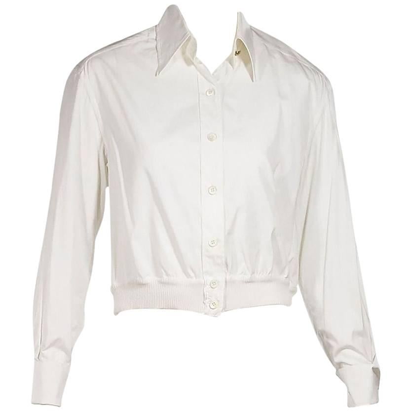 White Vintage Chanel Button-Front Blouse
