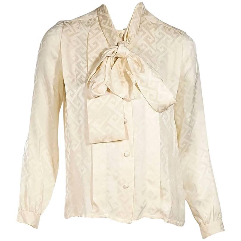 Cream Vintage Chanel Pussy Bow Blouse
