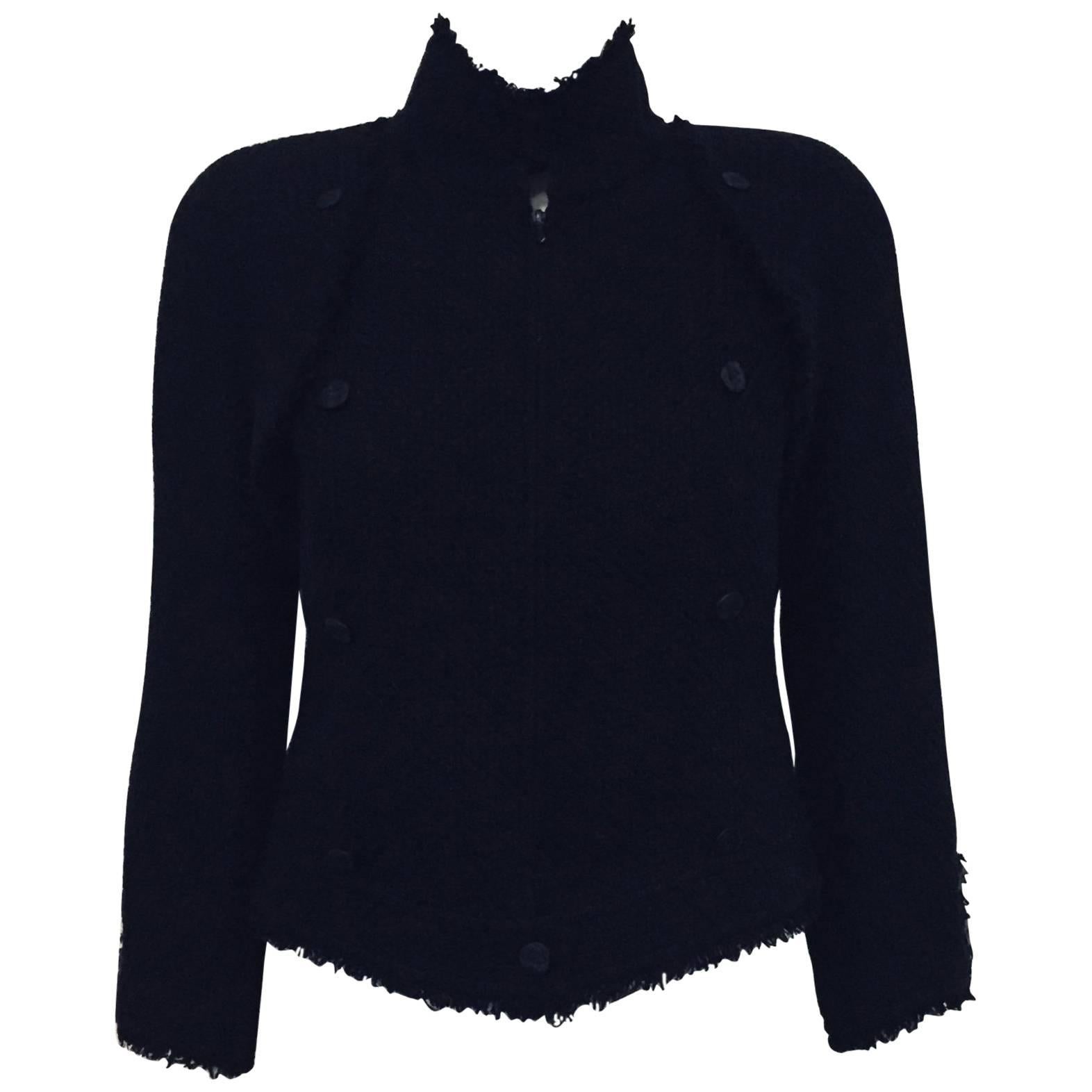  Chanel Black Tweed Vest/Jacket with Removable Bolero Jacket 